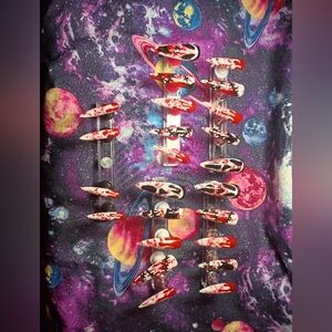 Red and Black Galaxy Nail Set